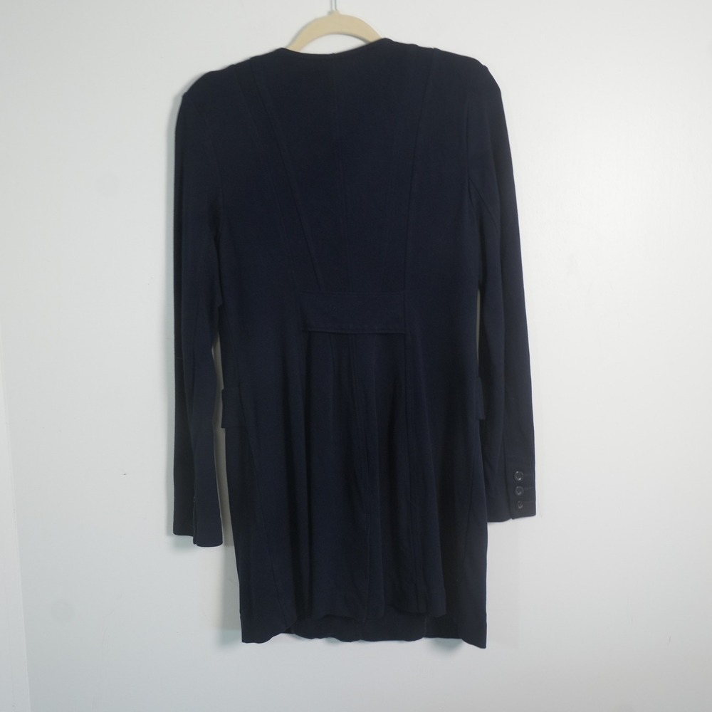 Cabi Longline Knit Blazer Womens Medium Navy Blue 5093 Collarless Career Jacket - Picture 3 of 13